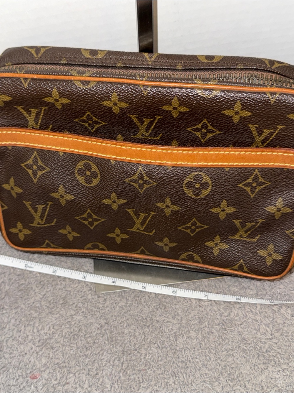 Louis Vuitton Brown Monogram Canvas Clutch with Tan Trim - Picture 14 of 14